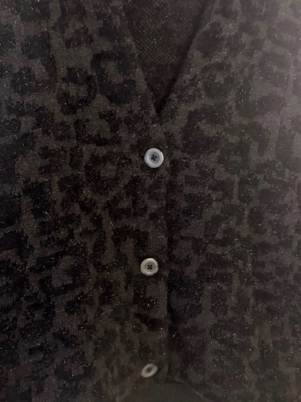 Lululemon Wool-Blend Jacquard Cardigan - Knit Leopard Graphite Grey Black - Picture 3 of 6